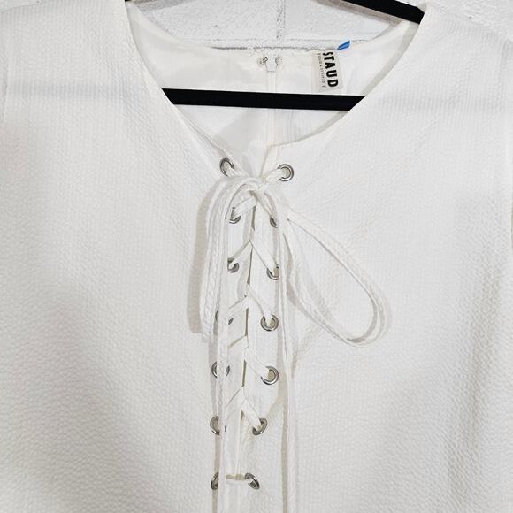 Staud x Solid & Striped White Lace Up Romper - Picture 6 of 9